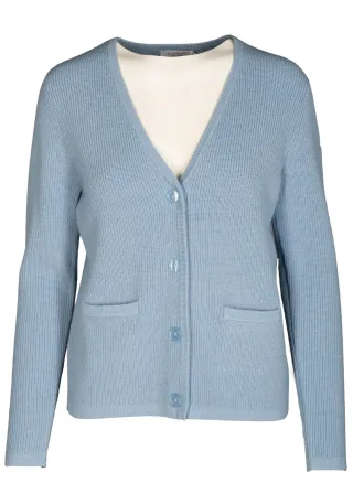 CLARINA - V-Cardigan, 1/1 Arm, uni bleu - Gr. - 48