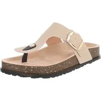 Ital-Design Modische Flip-Flops mit Schnalle für Damen Zehentrenner (91512279) Flach Zehentrenner in Beige