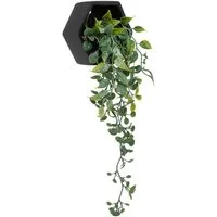 Kunstpflanze Künstliche hängende Pflanze in Zementtopf AYAME, 14 cm Zimmerpflanze, Atmosphera Créateur d'intérieur, Höhe 45 cm
