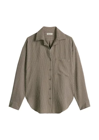 Marc OPolo Casual - Streifenbluse relaxed Medium Brown - Gr. - 36