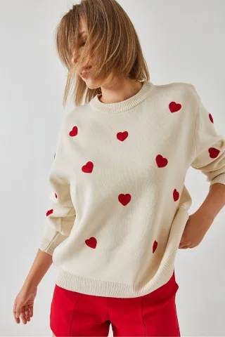 Bestickter Rundhals-Relaxed-Fit-Pullover