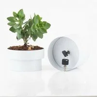 relaxdays Schlüsseltresor Blumentopf Safe mit 2x Schlüsseln, weiß