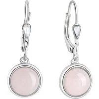 Zeeme Paar Ohrhänger Silber 925 mit echtem Rosenquarz 8mm