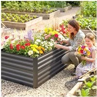 Outsunny Hochbeet aus Stahl, steckbar (Pflanzkasten, 1 St., Gemüsebeet), 180x90x60cm für Garten Balkon Terrasse, für Blumen, Pflanzen, Obst