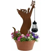 HTI-Living Gartenfigur Gartenstecker Katze Metall Rostoptik mit Lampe dekorative Gartendeko, (1 Stück, 1 Gartenstecker ohne Dekoration)