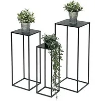 DanDiBo Blumenhocker Metall Schwarz Eckig Blumenhocker Beistelltisch 3er Set