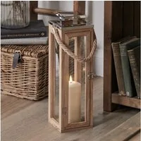 Lights4fun LED-Kerze 42cm Salcombe Holz LED Laterne mit TruGlow® Kerze
