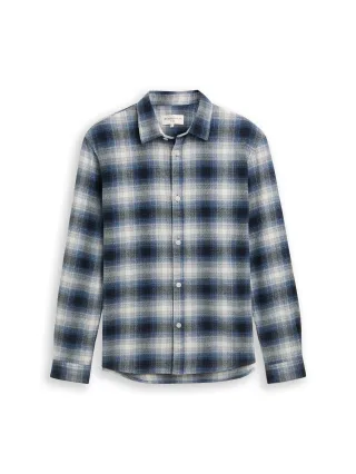 Denim Tom Tailor - Relaxed Fit Hemd mit Karomuster blue shades check - Gr. - XL
