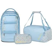 Satch Schulranzen Schulrucksack-Set PACK Summer Era 3-teilig (3-teilig), ergonomisch, Your-Size-System, 5 Fächer