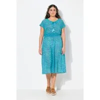 Ulla Popken Minikleid Midikleid Zebramuster A-Linie V-Ausschnitt