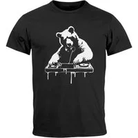Neverless Print-Shirt Herren T-Shirt mit Print Bär als Techno DJ Rave Festival Outfit mit Print