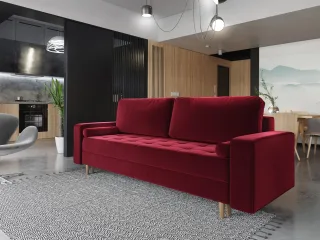 Sofa 3-Sitzer BELANO mit Schlaffunktion Rot