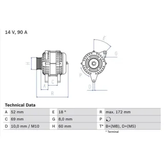 Bosch Lichtmaschine 90A Citroen Fiat Peugeot 0986080030 2,8