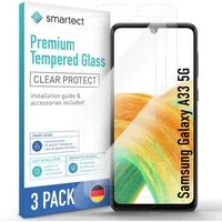 smartect Displayschutzglas Schutzglas Panzerfolie Klar für Samsung Galaxy A33 5G, Set, 3 Stück, Schutzfolie Glasschutz Bildschirm