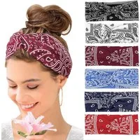 Zaewry Haargummi 6 Stück Sommer Stirnbänder Damen Boho Breite Haarband Yoga Stirnband, 6-tlg.