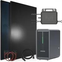 SUNNIVA Balkonkraftwerk 920W mit 2,24 kWh Speicher Marstek B2500-D, (BIFAZIAL FULLBLACK komplett Steckdose, PV Solaranlage Komplettset mit Solarspeicher, 2x 460W N-Type Glas-Glas Bifacial Module)
