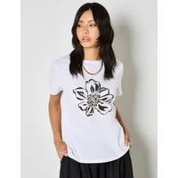 Apricot T-Shirt T-shirt mit Goldfolien-Blumenprint