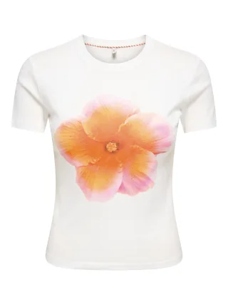 ONLY - ONLPRINCESS S/S O-NECK TOP CS JRS Cloud Dancer - Gr. - XS