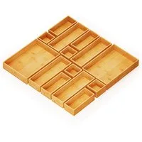 SpaceAid Aufbewahrungsbox Bambus-Schubladenorganizer-Aufbewahrungsboxen-Set (für Küche, Badezimmer, Schreibtisch und Make-up-Organisation, 14 St)