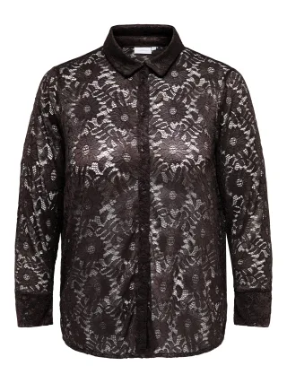 ONLY CARMAKOMA - CARZION L/S LACE SHIRT JRS Coffee Bean - Gr. - 44