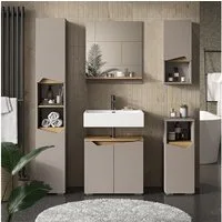 Vicco Badmöbel-Set Marelle, Greige/Artisan-Eiche, 5 Teile, (5-St., 5er Set)