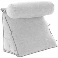 ELONEO Rückenkissen mit Nackenrolle für Bett & Sofa, 55x50x30cm, waschbarer Bezug