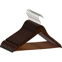 RSR Hangers Kleiderbügel Braun Holzbügel Holz 44,5 cm verzinkter 360° Haken, (10-tlg)