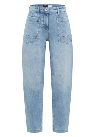 CECIL - Barrel Leg Jeans mit aufgesetzten Taschen light blue used wash - Gr. - 28