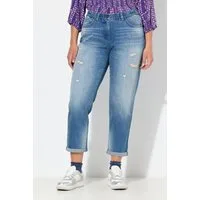 Ulla Popken Regular-fit-Jeans Boyfriend-Jeans Destroy-Effekte Komfortbund