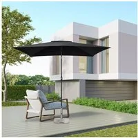Sekey Sonnenschirm Rechteckig 3x2 m Sonnenschirm Aluminium Marktschirm mit Kurbel, Gartenschirm Groß, mit/ohne LED-Lichtern, 30° knickbar, für Garten