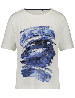 GERRY WEBER Collection - Kurzarmshirt beige/blau - Gr. - 42
