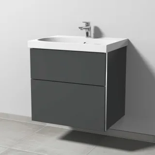 Sanipa 3way Waschtischunterbau zu Geberit Acanto Waschtisch mit 2 Auszügen, Anthrazit-Matt BR41622