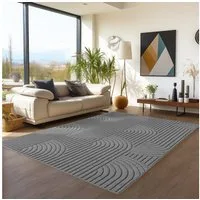 Teppium Teppich Skandinavischer Boho-Teppich mit Schlingenmuster, Rechteckig, Höhe: 20 mm, Kurzflor Schlingen Teppich Grau Boucle-Loop Wohnzimmer Teppich