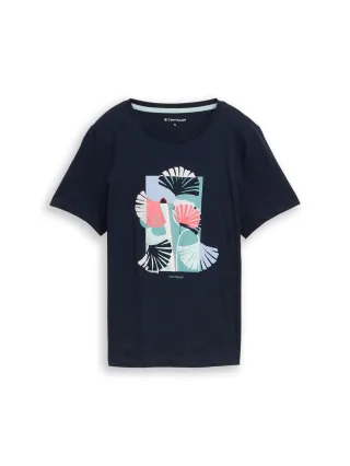 Tom Tailor - T-Shirt mit Print sky captain blue - Gr. - M