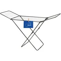 Spetebo Wäscheständer Trockengestell schwarz klappbar 18 m - 180 x 55 cm, mit 2 ausklappbaren Seitenteilen