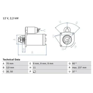 Bosch Starter Alfa Romeo Fiat Jeep 2,0