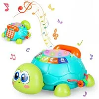 Kramow Spielturm-Spielzeugset Musikalisches Schildkröten-Krabbelspielzeug für Babys, 18M+, (Interaktives Lernspielzeug für Babys mit Musik und Bewegung., Enthält 1 Krabbelspielzeug mit Sound und Lichtfunktionen), Interaktive Klänge, Lichter und drehb