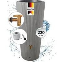4rain Regentonne VASO 2in1 DECOR Regentonnen Komplett-Set 220 L zinkgrau, 220 l
