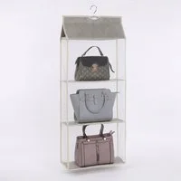 JASLIFE Hängeregal Taschen Organizer für Kleiderschrank, Handtaschen Organizer mit Mesh, Taschen Organizer mit Mesh, beidseitig offen, platzsparend und stabil