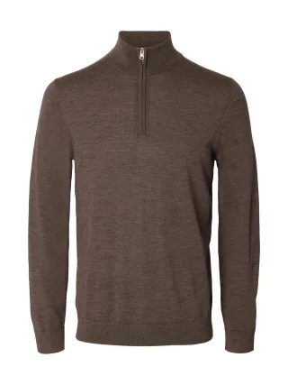 selected men - SLMTRAY LS KNIT MERINO HALF ZIP NOOS - Gr. - M