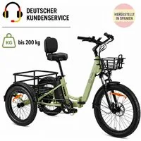 PixelPilot E-Bike E-Dreirad Dover Faltbares Elektro-Lastendreirad 250W, bis 100 km Reichweite, 7 Gang, Heckmotor, 749 Wh, 24/20 Zoll Fat Tire, 7-Gang, bis 200 kg