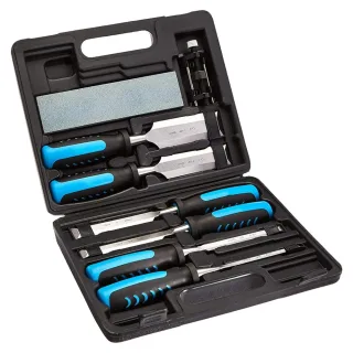 8-Piece Wood Carving Chisel Set Chromium-Vanadium Steel Blades Wood Handles Sharpening Stone and Honing Guide for Woodwo