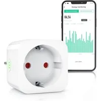 BEARWARE WLAN-Steckdose mit Strommessung, 2,4Ghz WiFi Fernsteuerung per App, Sprachsteuerung, 1-St., Zeitschaltuhr, Energiekostenmessgerät, Smart life App, Timer