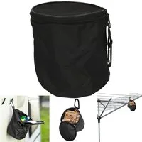 Cartrend Organizer Wäscheklammerbeutel mit Karabiner Beutel Schwarz, Wäscheklammer Hänge-Tasche Wohnmobil Wohnwagen Camping Camper Zelt