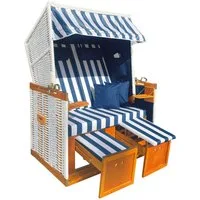 BRAST Strandkorb für 2 Personen, 120cm breit, 4 Designs, BxTxH: 120x79x150 cm, Volllieger, Norderney Deluxe, (verstellbare Rückenlehne weiches Fußkissen)