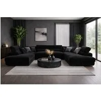 Labett Wohnlandschaft mit Schlaffunktion & Bettkasten GUSTAVO U-Form Sofa aus Cord