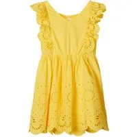 Name It A-Linien-Kleid Name It Mädchen Kleid mit Loch-Stickmuster in gelb