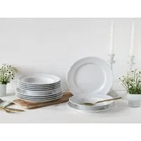 CreaTable Tafelservice Geschirr-Set Maria Theresia (12-tlg), 6 Personen, Porzellan, Geschirr, Teller Set, weiß, 12 Teile, für 6 Personen