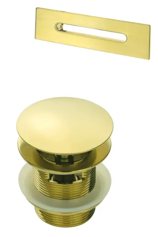 Neuesbad Badewanne KIT, Gold Gebürstet, CLICK CLACK mit Rechteckig Überlauf NB1DEKYYR10B1