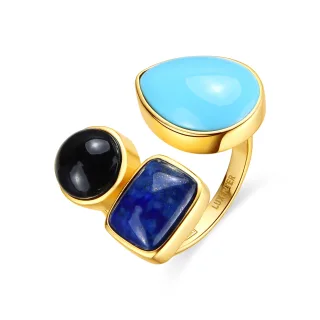 Luxenter Ring aus 925er Sterlingsilber mit grünem Paraiba-Hydrothermalquarz, 18 Karat Gelbgold-Finish – Miya